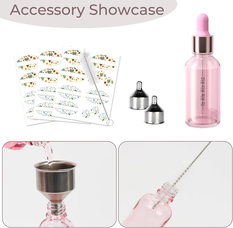 CycleMore 12 Pack (30 ml) 1 oz Pink Glass Boston Bottles with Glass Scale Eye Droppers, Glass Cosmetic Droppers for Beauty, Essential Oils, Makeup & More Liquids Ideal for Mom or Friends - Image 4